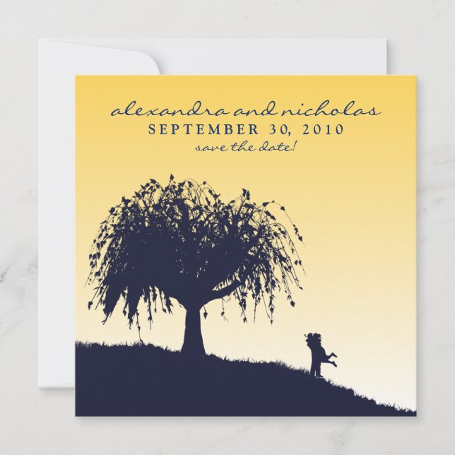 Engaged Embrace Save the Date Announcement: lemon (Front)