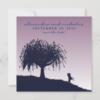 Engaged Embrace Save the Date Announcement: purple