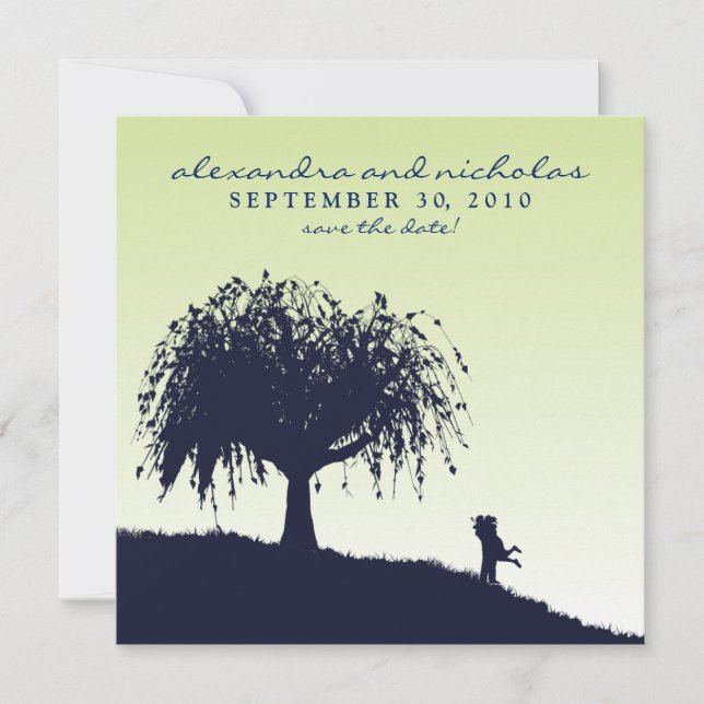 Engaged Embrace Save the Date Announcement: sage (Front)