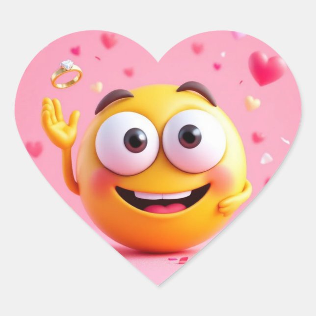 Engaged Emoji Heart Sticker (Front)