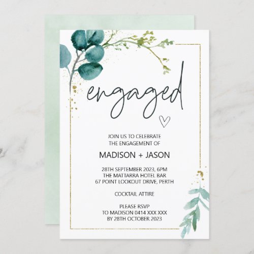 Engaged Engagement Party Getting Married Greenery Invitation