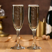 Engaged Etched Engraved Couples Engagement Gift Champagne Flute