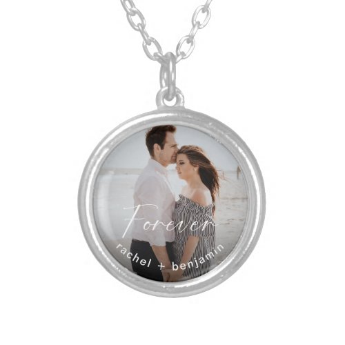 Engaged Forever Has a Nice Ring Photo Custom Silver Plated Necklace