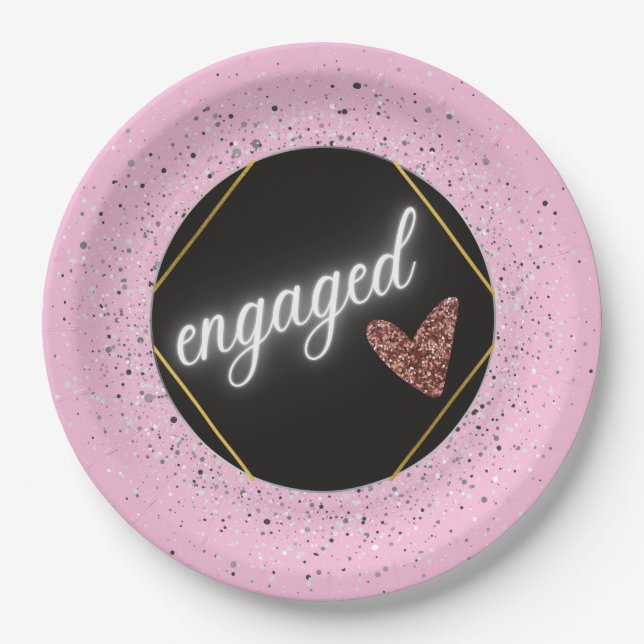 Engaged Glam Pastel Paper Plates (Front)