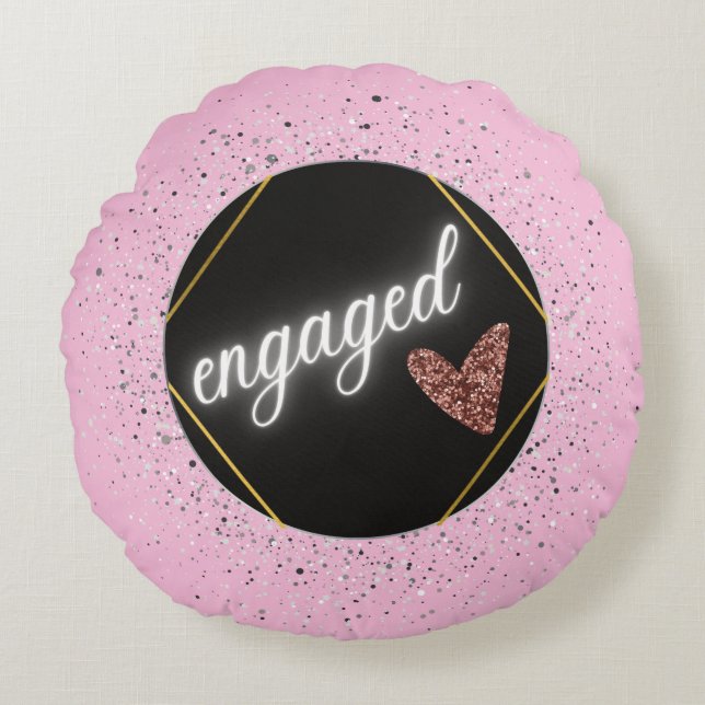 Engaged Glam Pastel Round Pillow (Front)