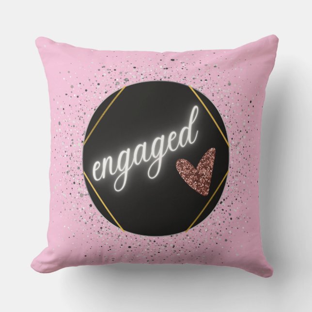 Engaged Glam Pastel Throw Pillow (Front)