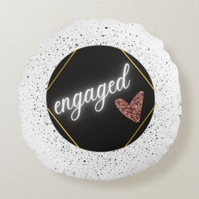 Engaged Glam Round Pillow (Front)