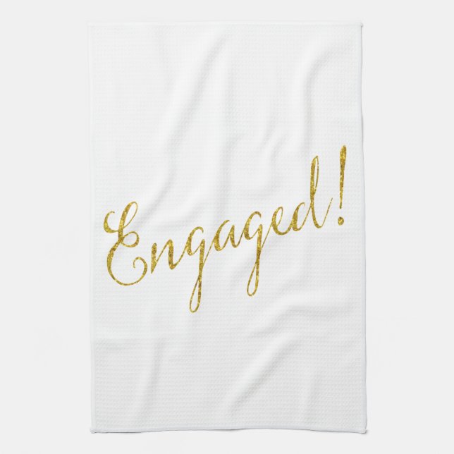 Engaged Gold Faux Glitter Metallic Sequins Towel (Vertical)