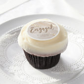 Engaged Gold Foil Marble Monogram Script Edible Frosting Rounds (Cupcake)