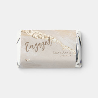 Engaged Gold Foil Marble Monogram Script Hershey's Miniatures