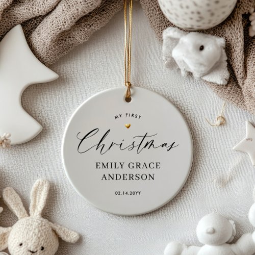 Engaged Gold Heart Personalized Ceramic Ornament