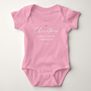 Engaged Gold Heart Personalized photo gift Baby Bodysuit