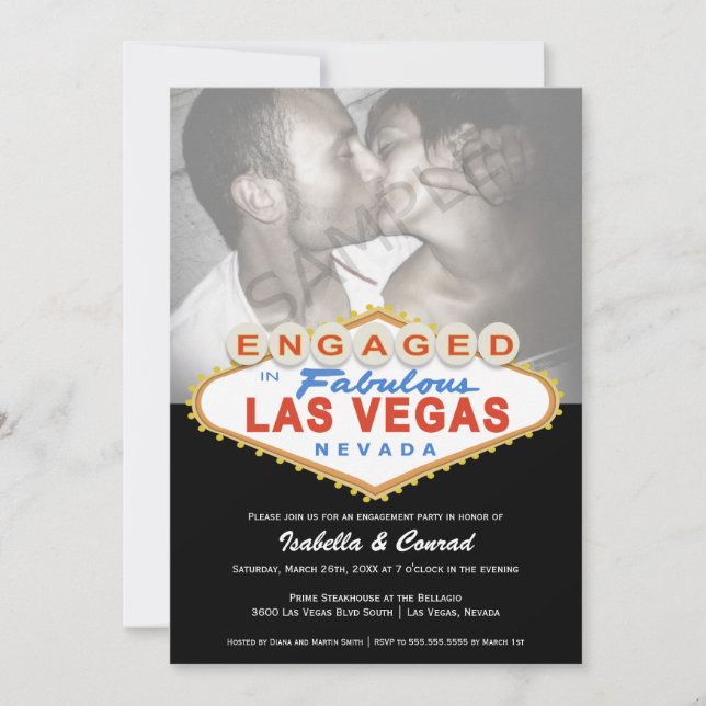 Engaged in Las Vegas Sign Engagement Party Invite (Front)