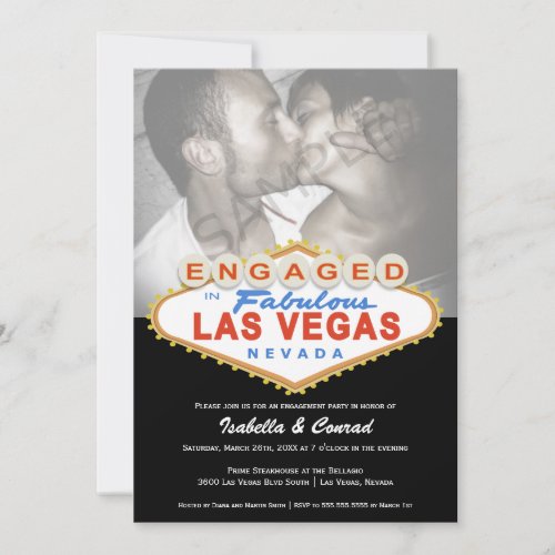 Engaged in Las Vegas Sign Engagement Party Invite