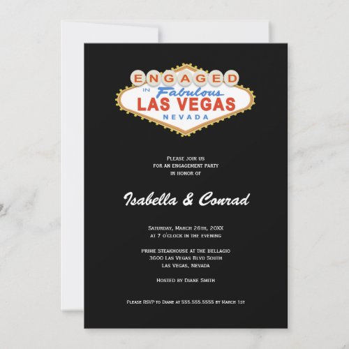 Engaged in Las Vegas Sign Engagement Party Invite