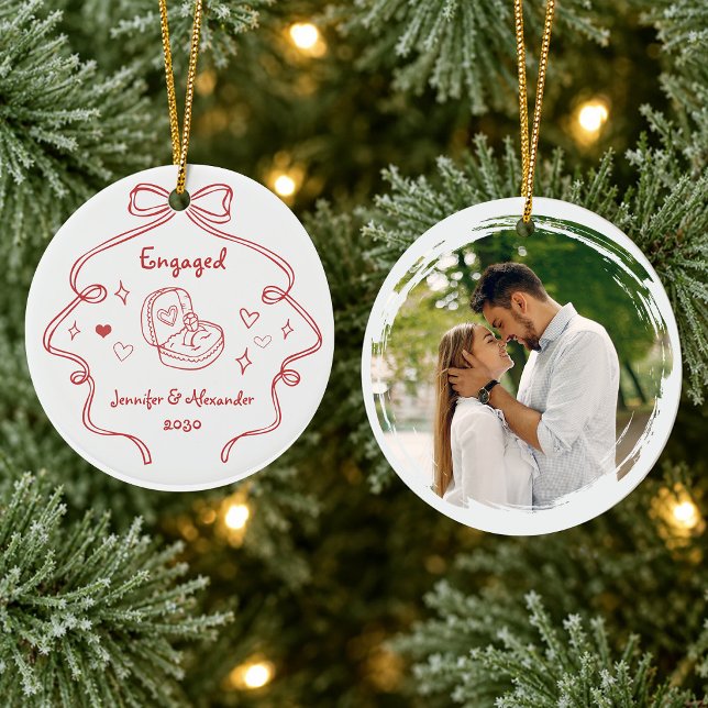 Engaged Keepsake Double Sided Ceramic Ornament (Creator Uploaded)