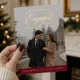 Engaged Little Christmas Burgundy Save the Date Foil Holiday Card | Zazzle