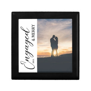 Engaged & Merry Couple Photo Gift Box