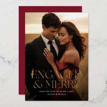 Engaged & Merry Holiday Photo Card by FINEandDANDY at Zazzle
