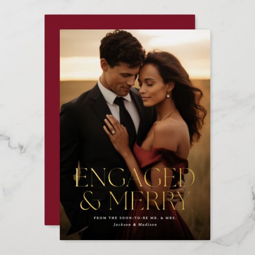 Engaged  Merry Holiday Photo Card