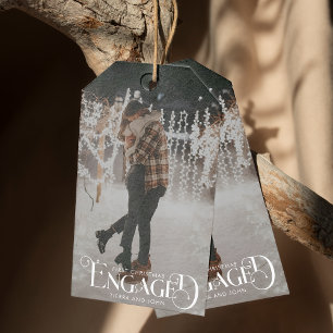 Engaged Minimalist Fun Typography Photo Gift Tags