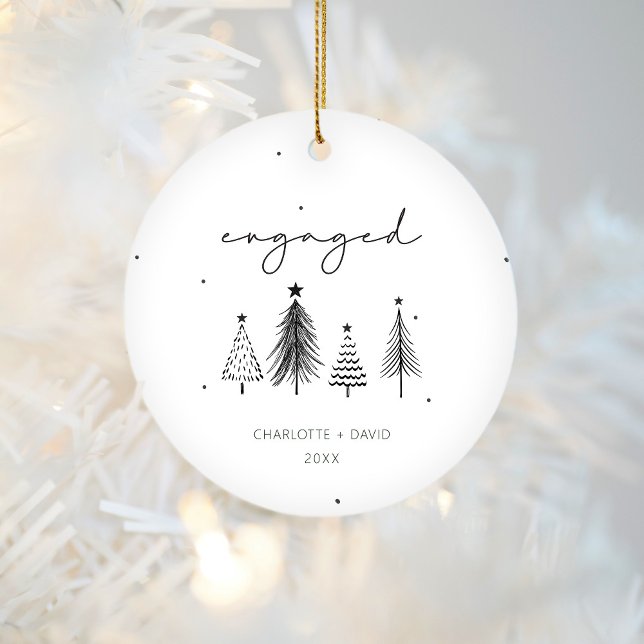 Engaged Minimalist Personalized Christmas Ceramic Ornament (Creator Uploaded)