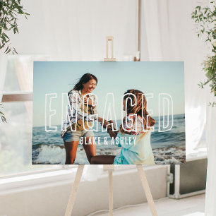 Engaged Modern Photo Engagement Party Foam Board