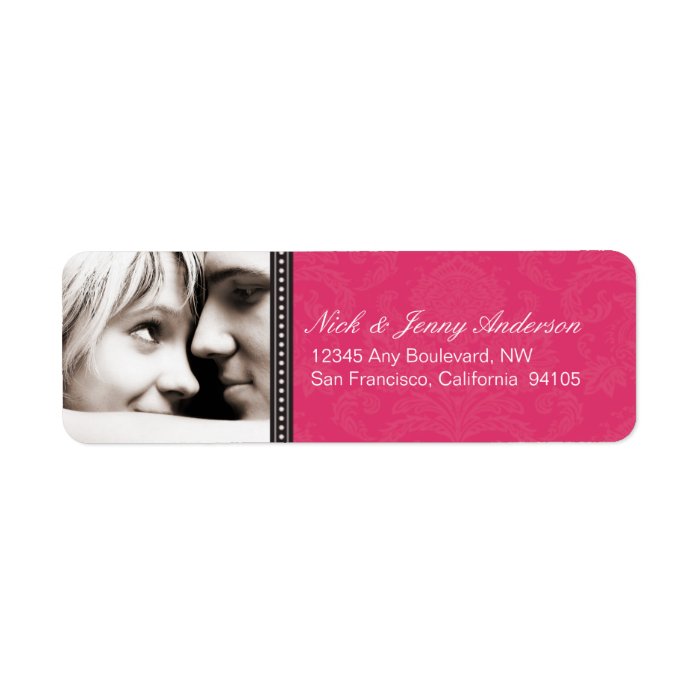 Engaged Photo Return Address Label (fuchsia)