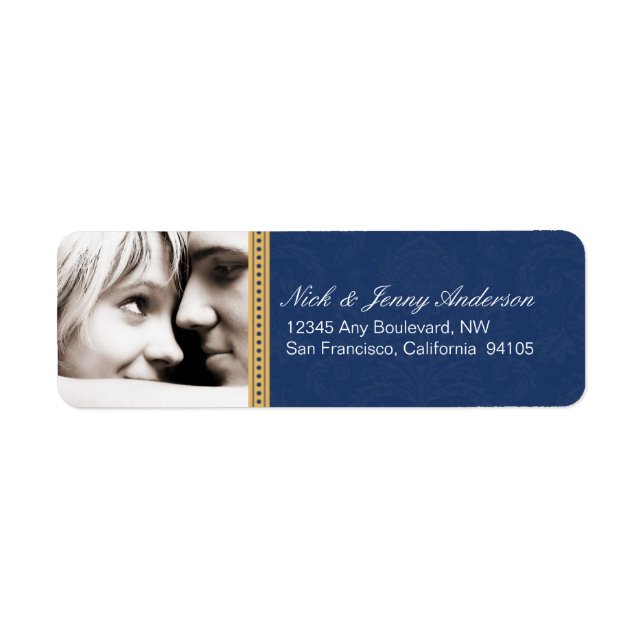 Engaged Photo Return Address Label (navy) (Front)