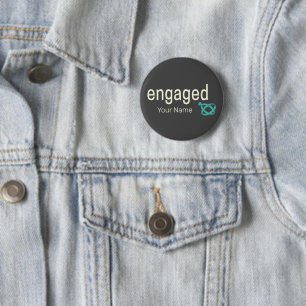 Engaged Rings Couples Bachelor Party or Wedding Button