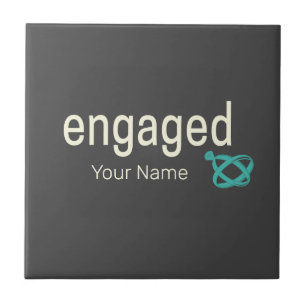 Engaged Rings Couples Bachelor Party or Wedding Ceramic Tile