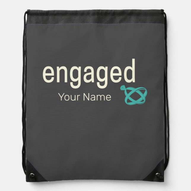 Engaged Rings Couples Bachelor Party or Wedding Drawstring Bag (Front)