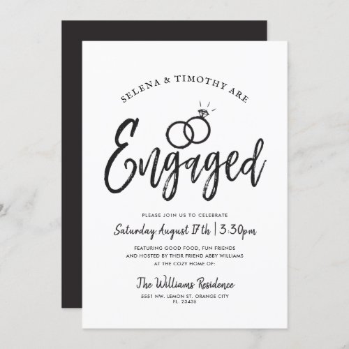 Engaged  Script Letter Style  Minimal Invitation