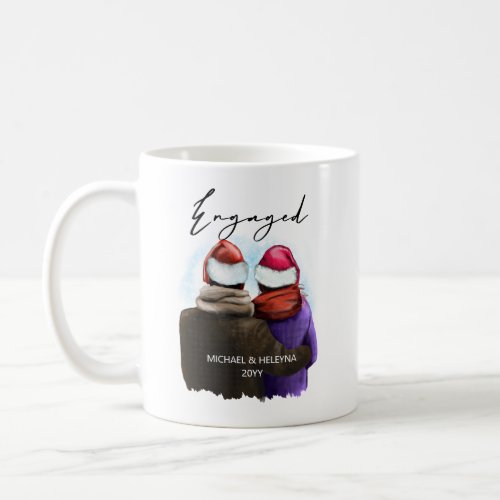 Engaged Script Personalized Couples Christmas Coffee Mug