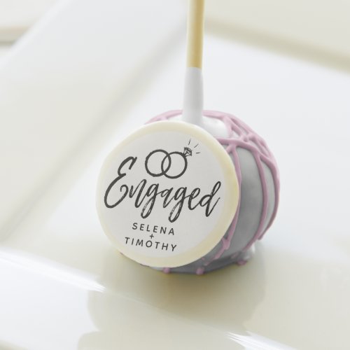 Engaged Script Style Wedding Rings   Cake Pops