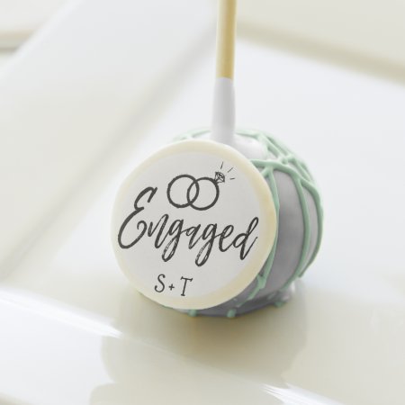 Engaged Script Style Wedding Rings | Initials Cake Pops