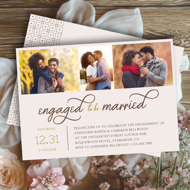 Engaged to be Married Engagement Party 3 Photo Invitation (Engagement Photo Invitation from the Engagement Party Invitations collection by Darling & May)