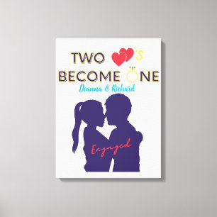 Engaged Two Hearts Become One Canvas Print