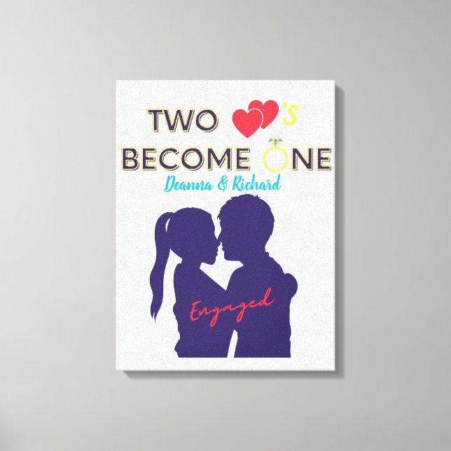 Engaged Two Hearts Become One  Canvas Print (Front)