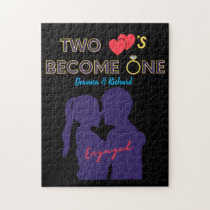 Engaged Two Hearts Become One Jigsaw Puzzle
