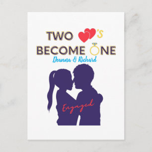 Engaged Two Hearts Become One Postcard