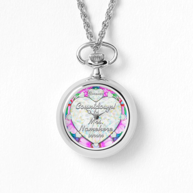 Engaged! Wedding Countdown! Add Last Name! & Date! Watch (Front)