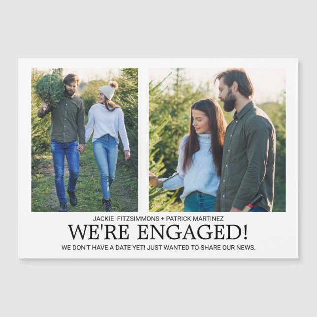 Engagement Announcement 2 Photo Magnetic Card (Front)