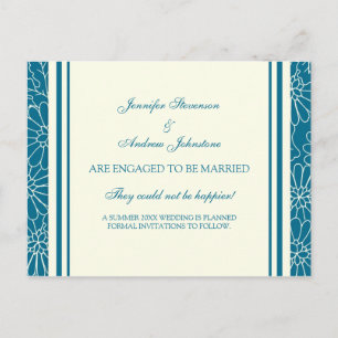 Engagement Announcement Postcards Blue and Cream