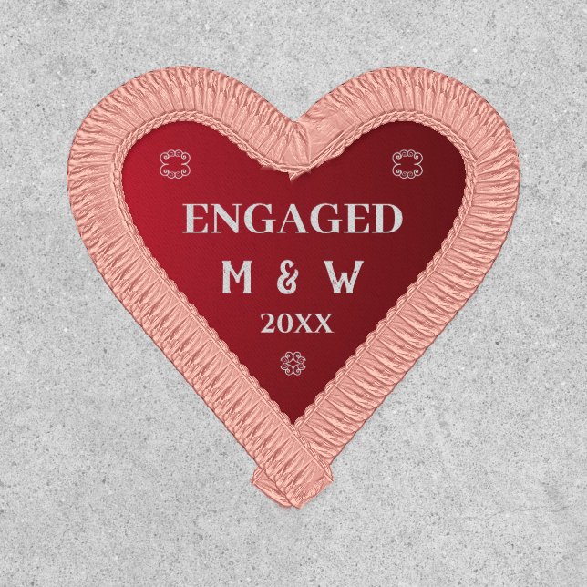 Engagement Announcement Red Heart Personalize Patch (Front)