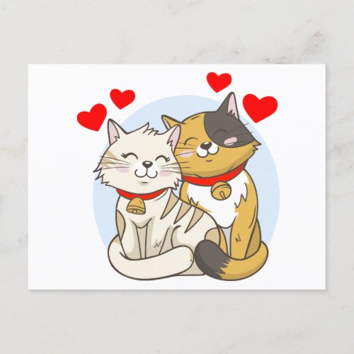 Engagement Bridal Shower Red Wedding Love Cat Postcard