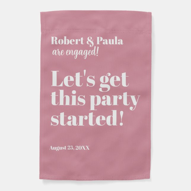 Engagement Celebration Outdoor Petal Pink & White Garden Flag (Front)