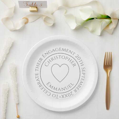 Engagement Celebration Party Paper Plates