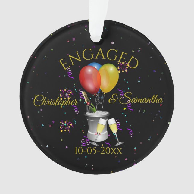 Engagement Celebration Personalized Ornament (Front)