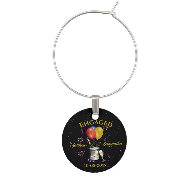 Engagement Celebration Sparkling Wine Charm (Front)